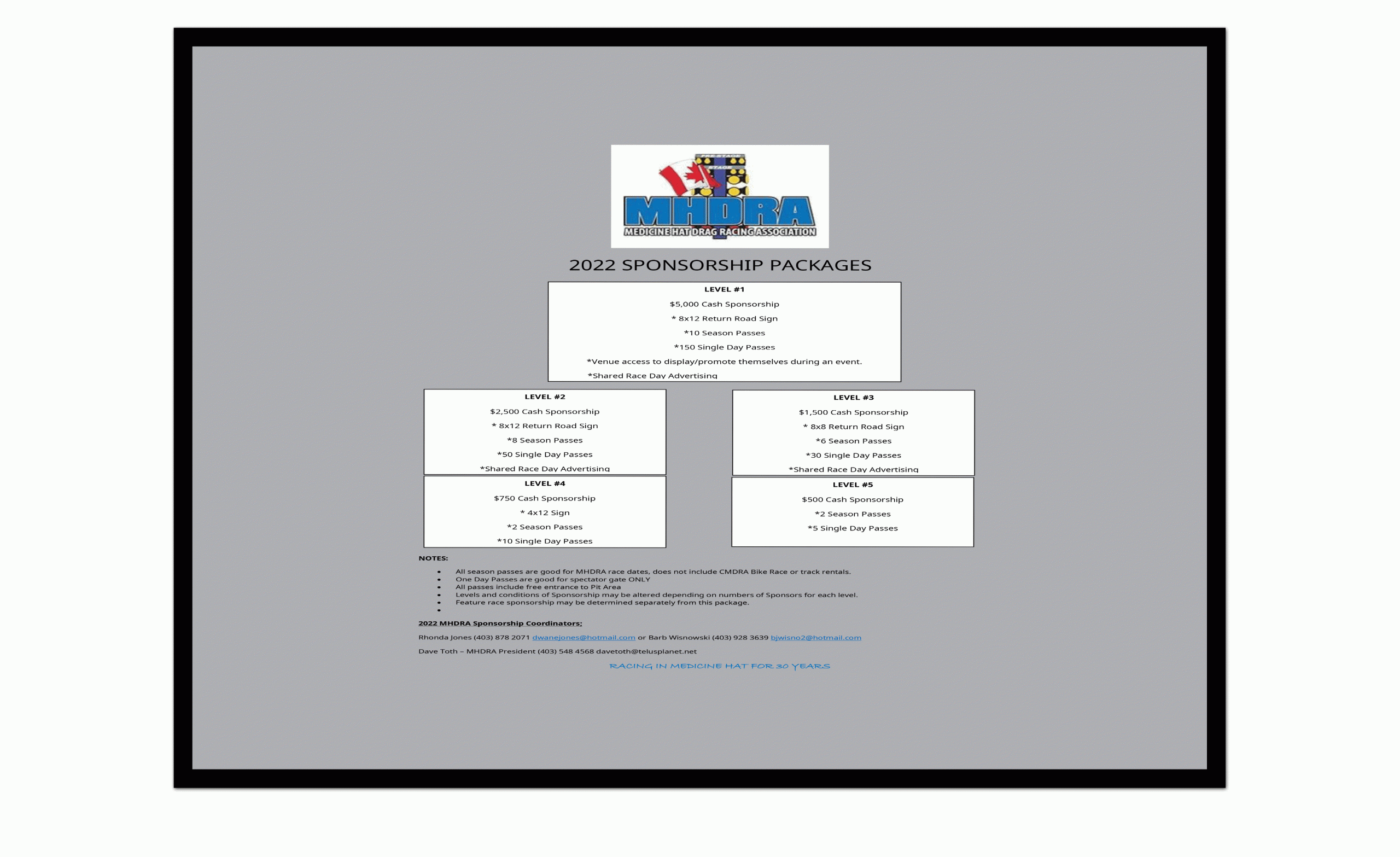 MHDRASPONSORSHIP2022 Medicine Hat Drag Racing Association